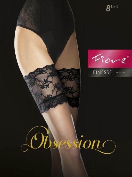 Fiore Finesse - 8 denier summer hold ups with beautiful decorative lace top
