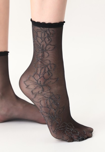 Oroblu - Eleganta sockor med Lurex-blommönster