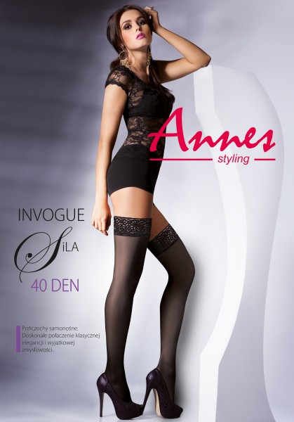 Annes Sila - Semi-opaque hold ups with beautiful floral patterned lace top