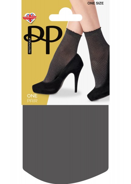 Pretty Polly Diagonal Sparkly Anklet - Socquette doux et semi-opaque à motif diagonaux avec fibres métalliques