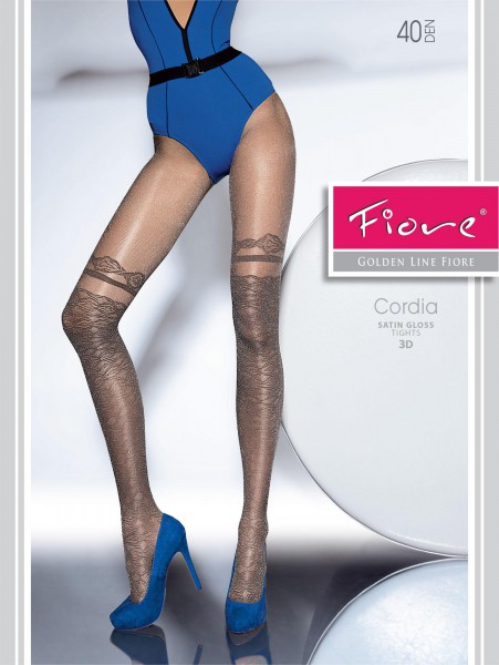 Fiore - Satin gloss mock over the knee tights Cordia