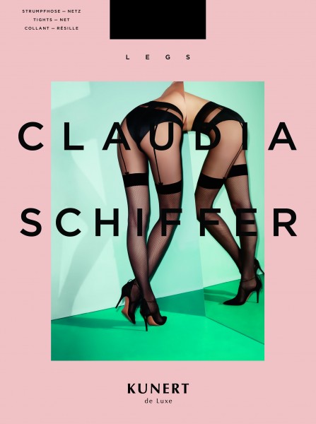 Claudia Schiffer Legs KUNERT de Luxe - Mock fishnet suspender tights Bow