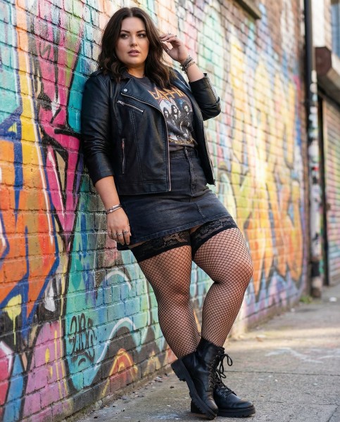 Glamory - Elegant plus size fishnet hold ups Mesh