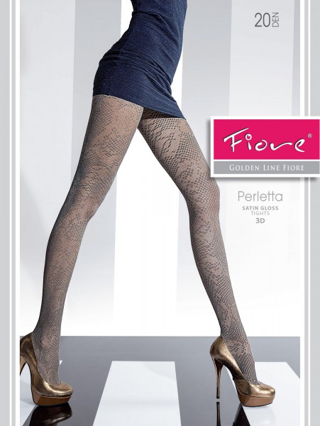 Fiore - 20 denier satin gloss patterned tights Perletta