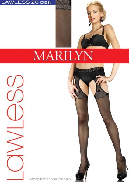 Marilyn - Transparent strip panty with lace top Lawless 20 DEN