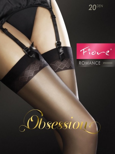 Fiore - Classic stockings with a decorative top Romance, 20 denier