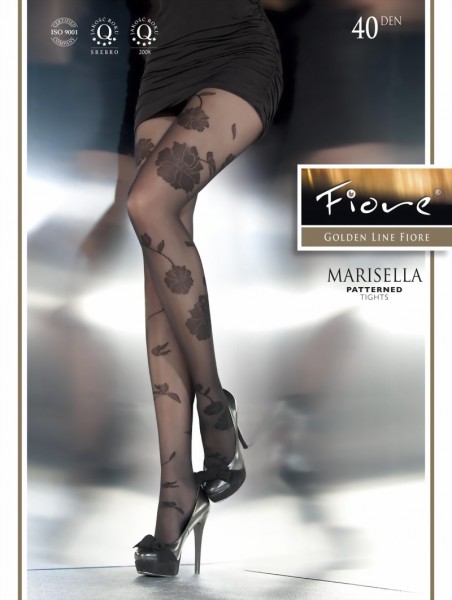 Fiore - Elegant tights with flower pattern Marisella 40 DEN