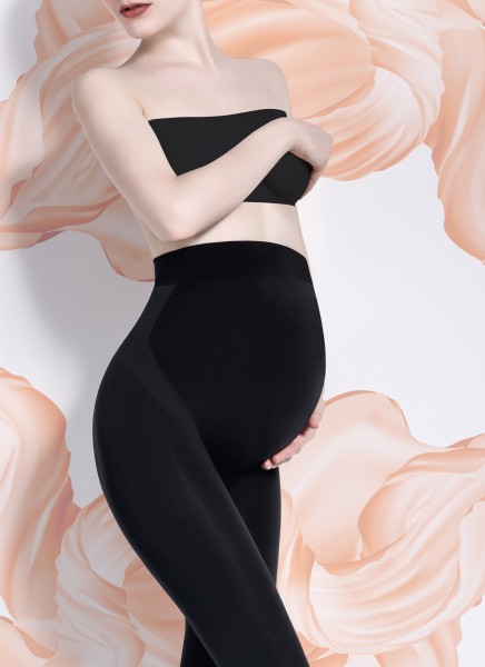 Giulia Mama Seamless Leggings - Collant sans pieds maternité, sans couture, opaque, mat