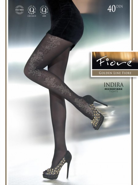 Fiore - Elegant tights with flower pattern Indira 40 DEN