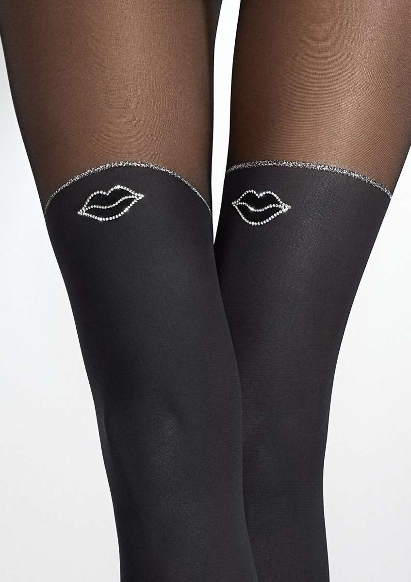 Marilyn Mock Suspenders Stockings Tights – 60/20 Denier Black Classic Style 6 thumbnail image