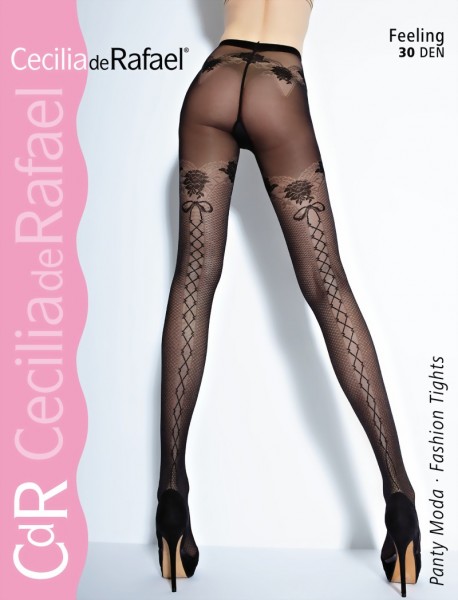 Cecilia de Rafael - Beautiful floral pattern tights Feeling, 30 DEN 