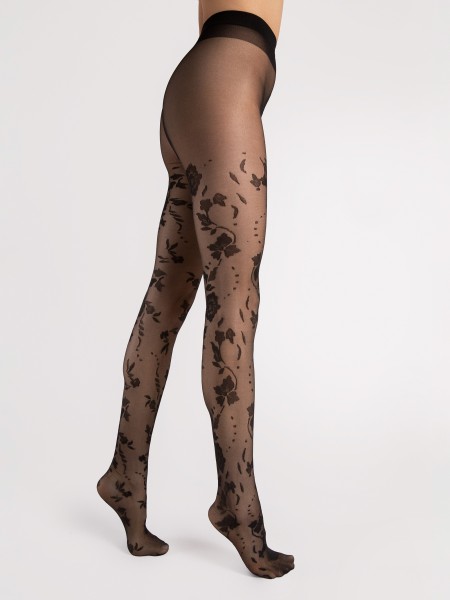Fiore - 20 denier tights with romantic flower pattern