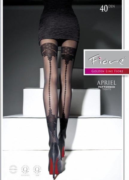 Fiore - Sensuous patterned hold up tights Apriel 40 DEN