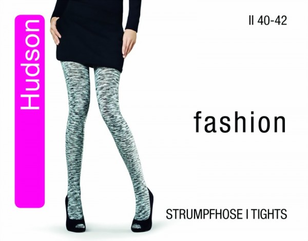 Hudson - Stylish black and white patterned tights Cosy Melange 200 denier