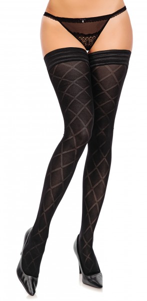 Glamory - Opaque diamond pattern plus size hold ups