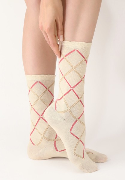Oroblu - Super soft socks with a three-colour tartan pattern and viscose