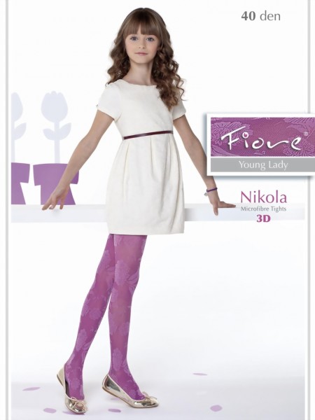 Fiore - Trendy floral pattern childrens tights Nikola 40 denier