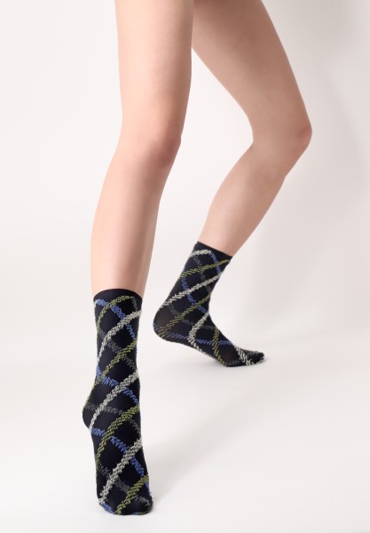 Oroblu - Opaque stylish tartan design socks with lurex-effect
