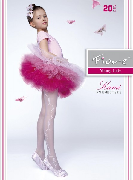Fiore - Elegant childrens tights with flower pattern Kami 20 denier