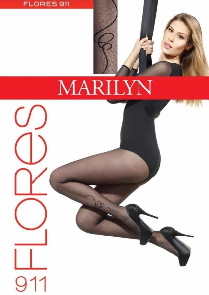 Marilyn - Subtle patterned tights Flores, 20 DEN