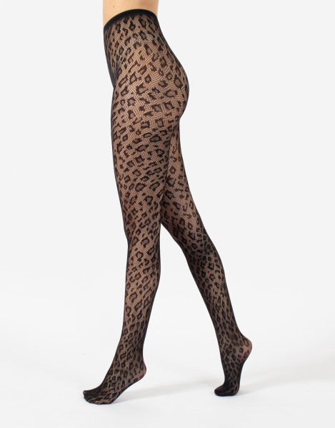 Cette - Soft animal design fishnet tights with seamless body